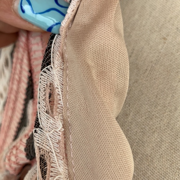 ❌DONATED❌Blush Pink Crochet Eyelets Striped Deep V Lined Dress - Picture 15 of 17